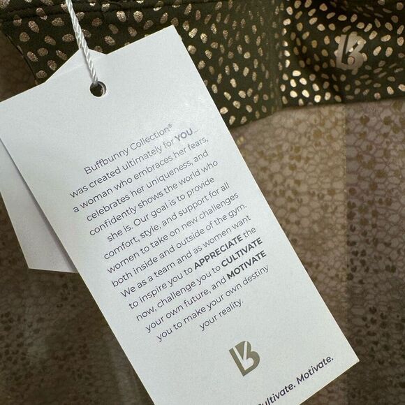 BuffBunny Nubre Olive Greeb Metallic Gold Rosa Sports Bra Medium NWT - Picture 5 of 8